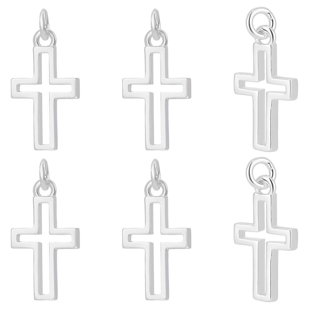 8360 6Pcs 925 Sterling Silver Cross Charms, Silver Cross Charms Pendants